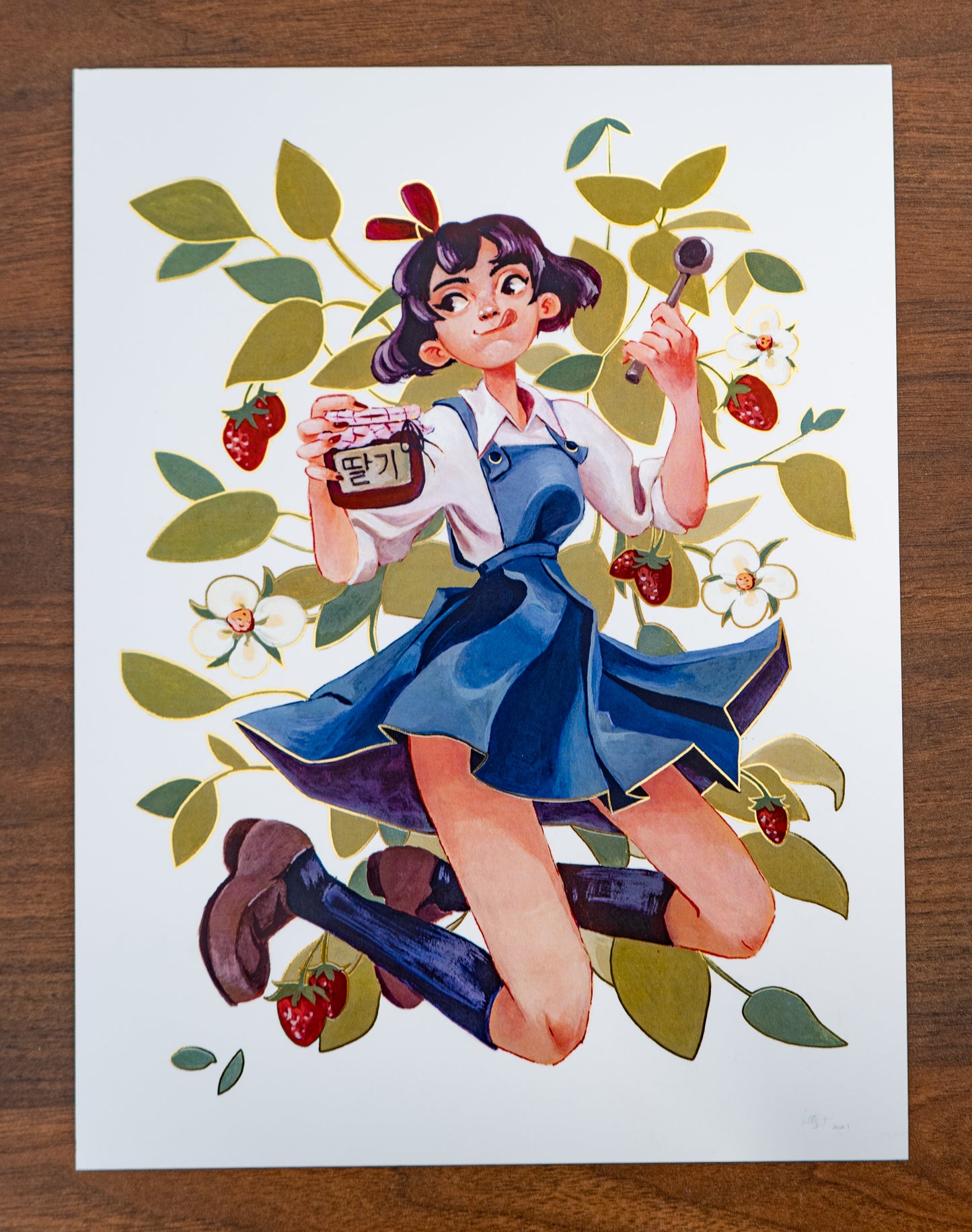 9x12 Strawberry Gold Foil Print