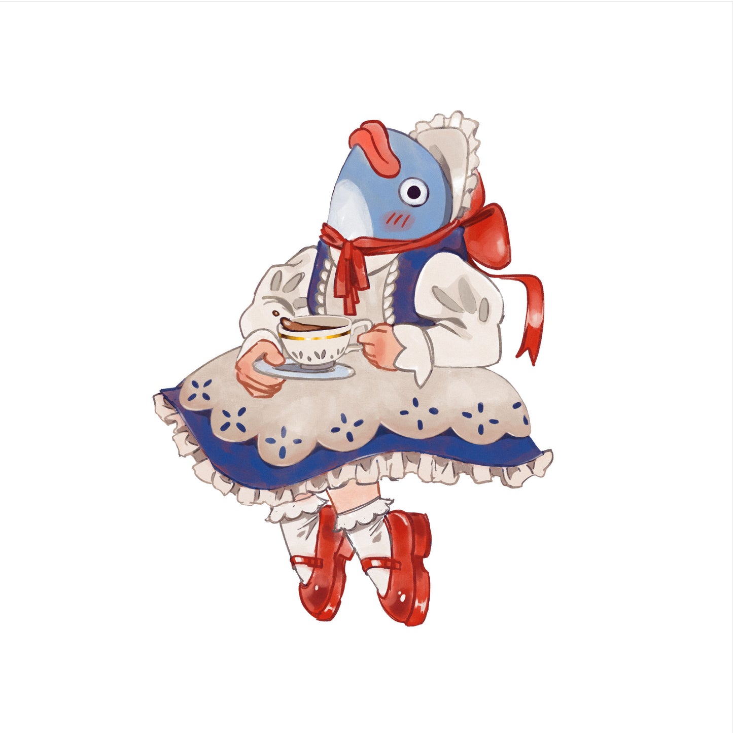Tea Time Fish 8x8 Print
